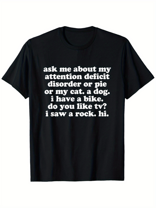 Men's Graphic T-Shirt Ask Me About Pie Bike TV Rock Black T Shirt