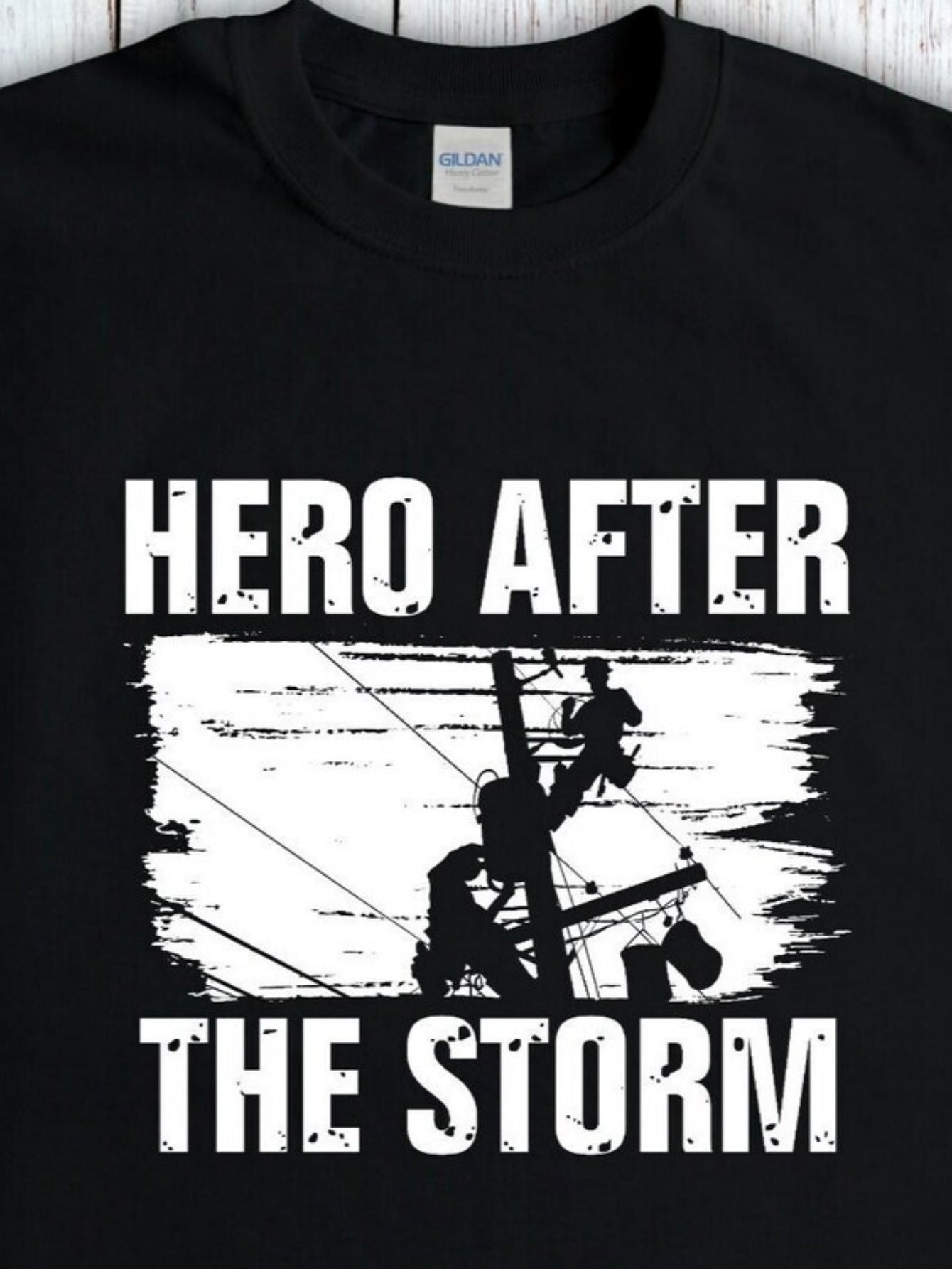 Men's Graphic T-Shirt Hero After The Storm Brave Utility Worker Amid Broken Power Lines