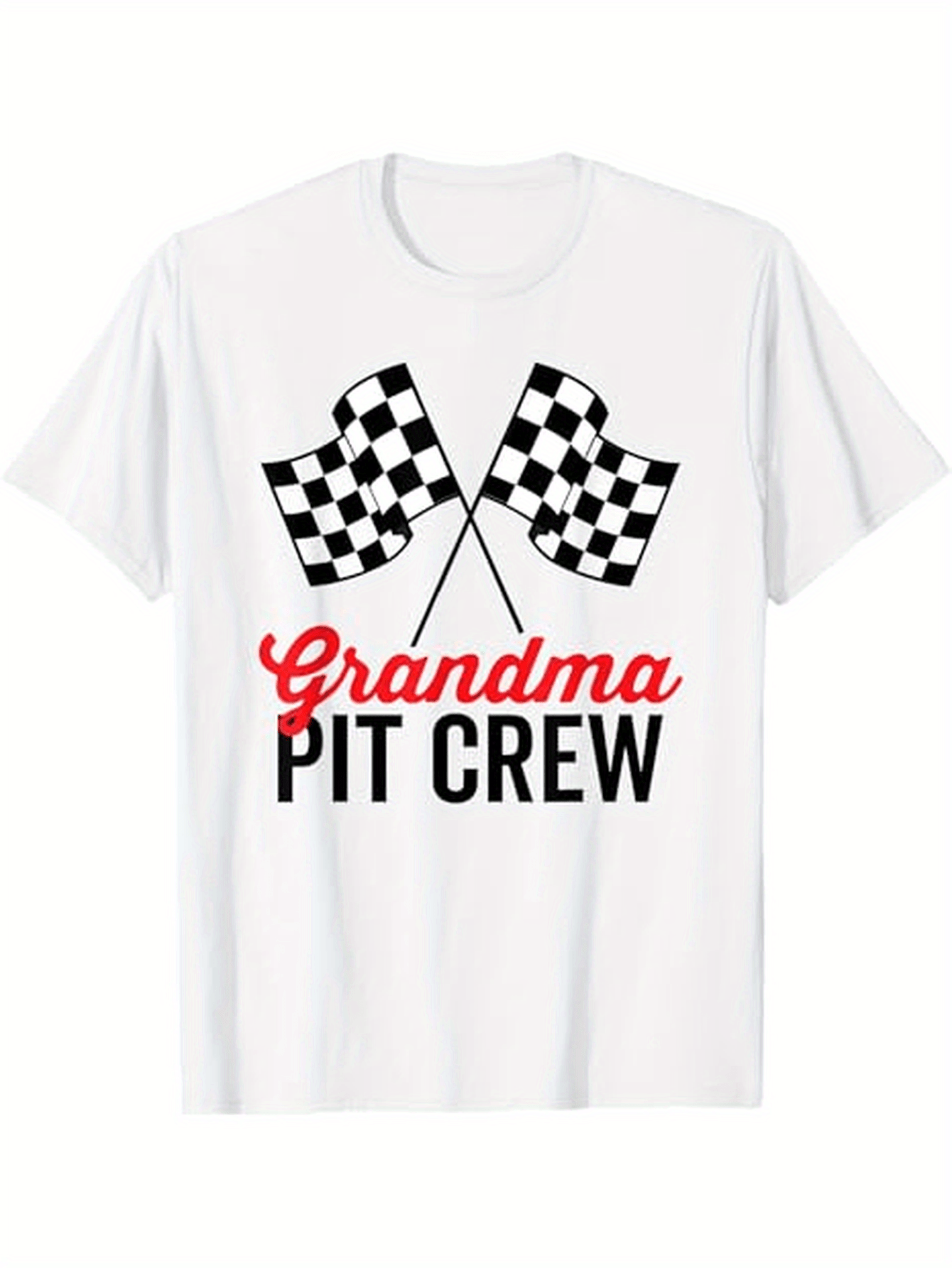 Men's Graphic T-Shirt Grandma Pit Crew Checkered Flags Design For Racing Fans