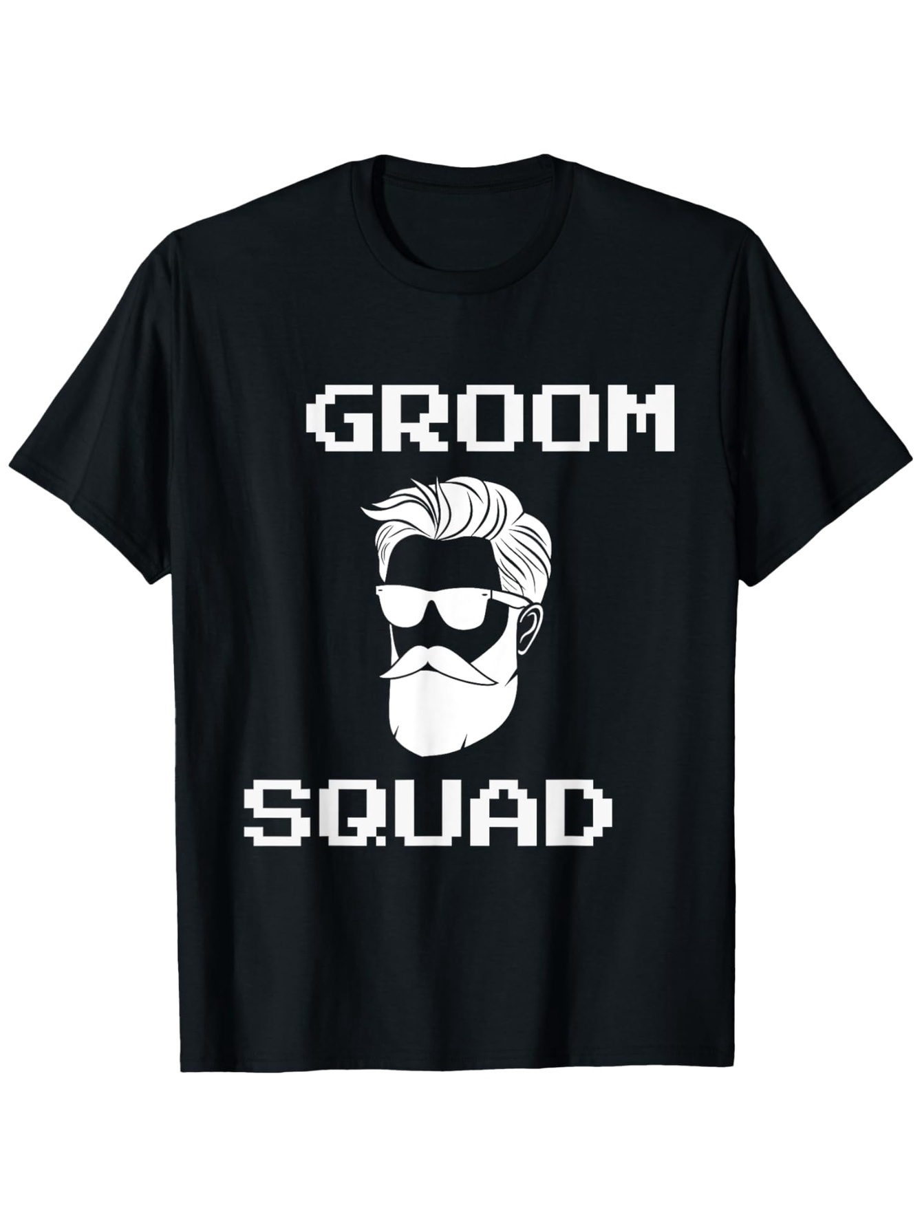 Men's Graphic T-Shirt Groom Squad Funky Sunglasses With Stylized Mustache And Beard Graphic