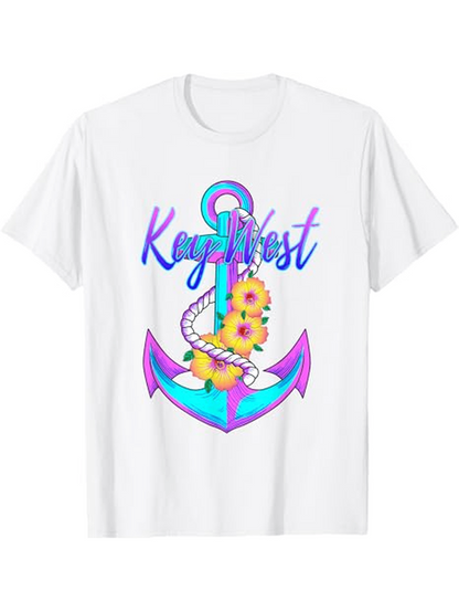 Men's Graphic T-Shirt Kaylebest Vibrant Sunflowers With Rope Draped Over Colorful Anchor