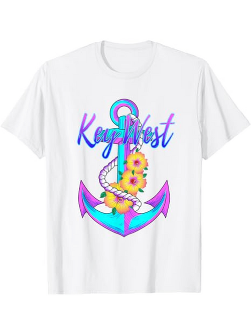 Men's Graphic T-Shirt Kaylebest Vibrant Sunflowers With Rope Draped Over Colorful Anchor