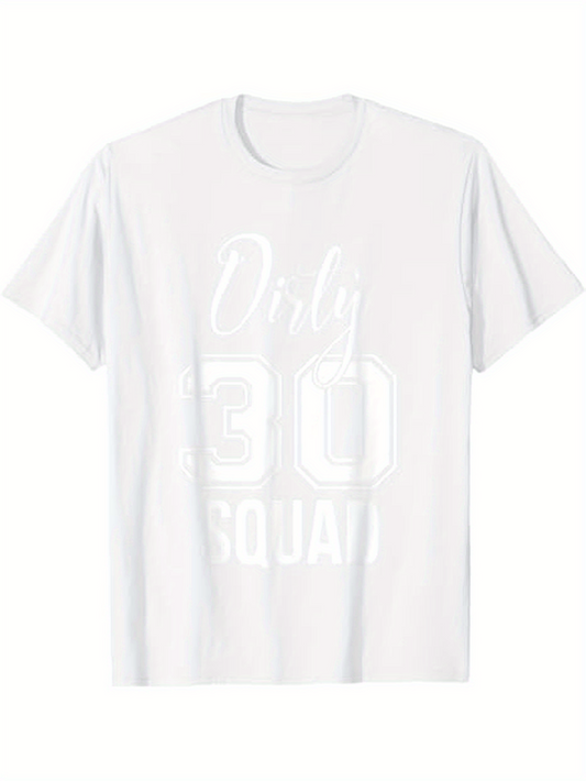 Men's Graphic T-Shirt Dirty Thirty Squad Bold Block Numbers With Playful Birthday Motif T Shirt