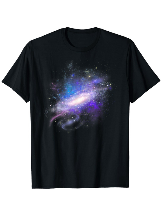 Men's Graphic T-Shirt Colorful Cosmic Light With Shimmering Stars And Swirling Purple Blue Nebula Galaxy