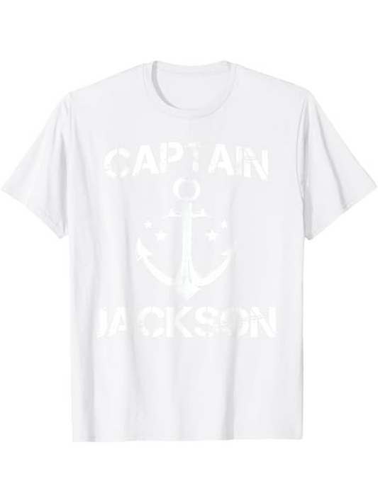 Men's Graphic T-Shirt Captain Jackson Nautical Rope With Large Anchor Emblem T Shirt