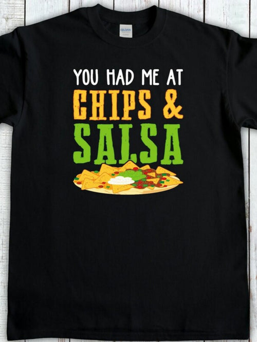 Men's Graphic T-Shirt You Had Me At Colorful Corn Chips With Salsa Plate