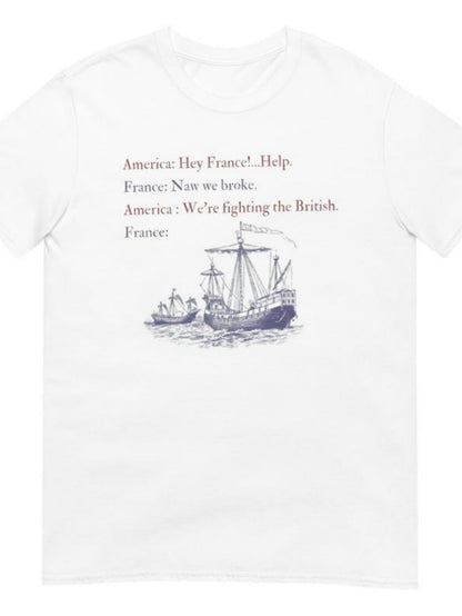 Men's Graphic T-Shirt Historic Warships With Comic Dialogue And Sailing Ship