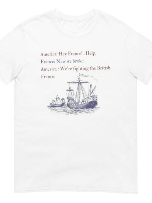 Men's Graphic T-Shirt Historic Warships With Comic Dialogue And Sailing Ship