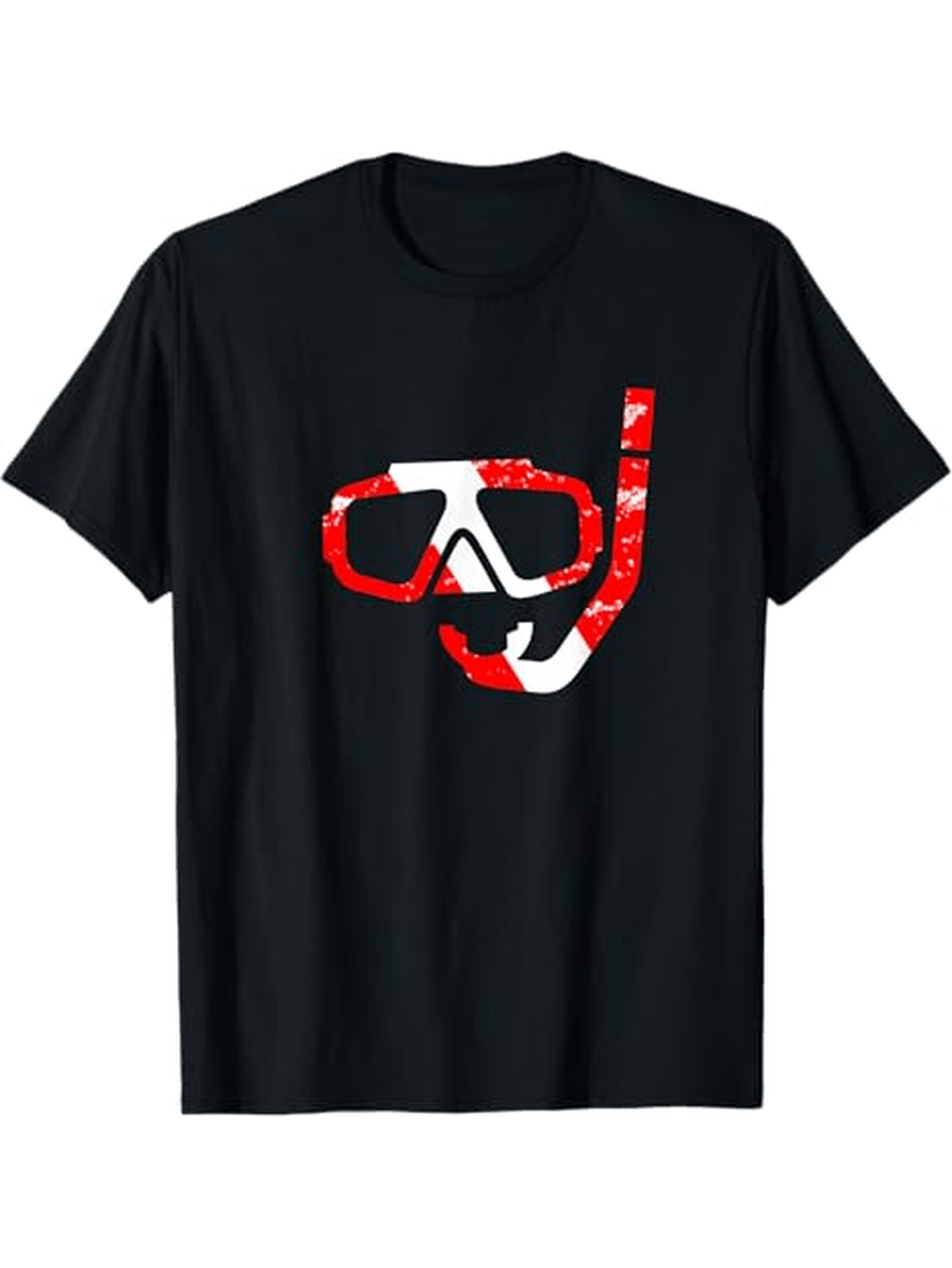 Men's Graphic T-Shirt Red And White Camouflage Pattern With Simple Snorkeling Mask Graphic