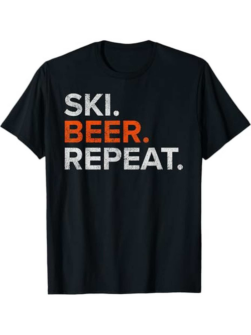 Men's Graphic T-Shirt Ski Beer Repeat Bold Contrast Slogan With Modern Font On Comfortable T Shirt