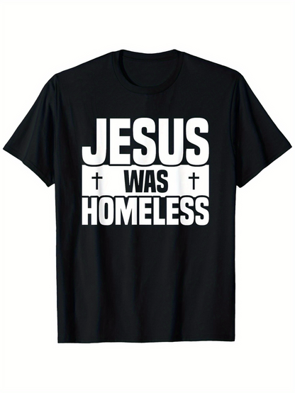 Men's Graphic T-Shirt Bold Statement In White Letters With Small Cross Symbols Centered On Black Shirt