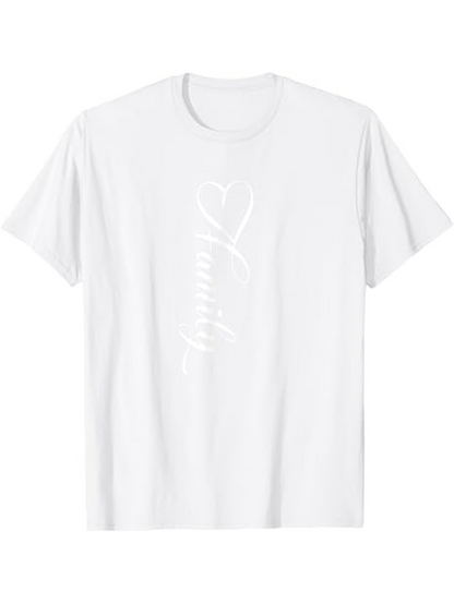 Men's Graphic T-Shirt Script Calligraphy With Elegant Heart Motif Centered White T Shirt