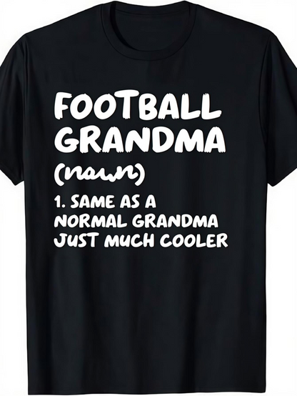 Men's Graphic T-Shirt Football Grandma Definition White Lettering On Classic Black Fabric T Shirt