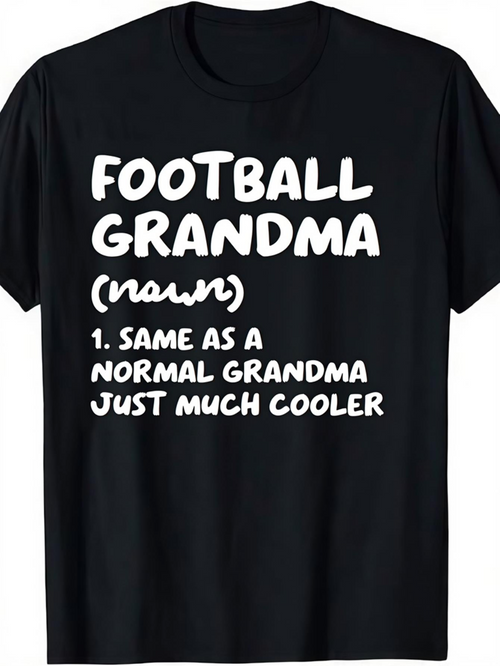 Men's Graphic T-Shirt Football Grandma Definition White Lettering On Classic Black Fabric T Shirt