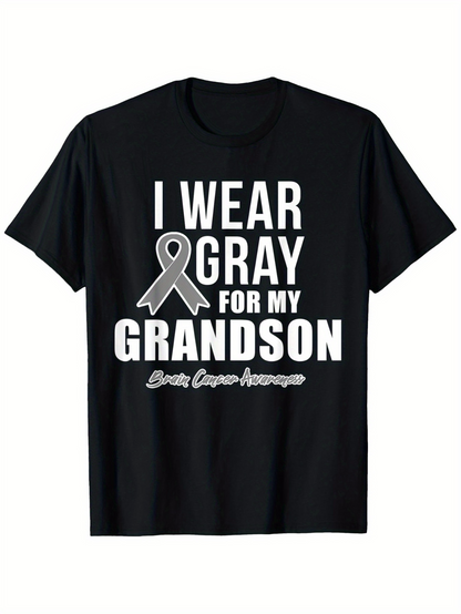 Men's Graphic T-Shirt I Wear Gray For My Grandson Awareness Support Ribbon