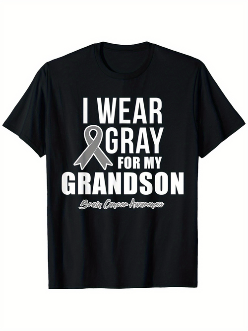 Men's Graphic T-Shirt I Wear Gray For My Grandson Awareness Support Ribbon