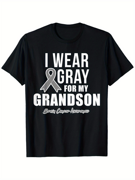 Men's Graphic T-Shirt I Wear Gray For My Grandson Awareness Support Ribbon