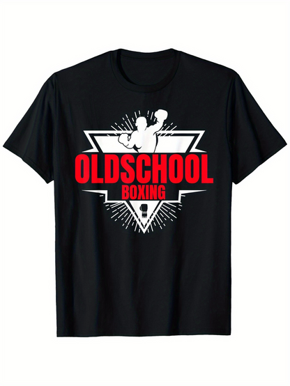 Men's Graphic T-Shirt Oldschool Boxing Retro Triangle Graphic With Fighting Silhouette T Shirt