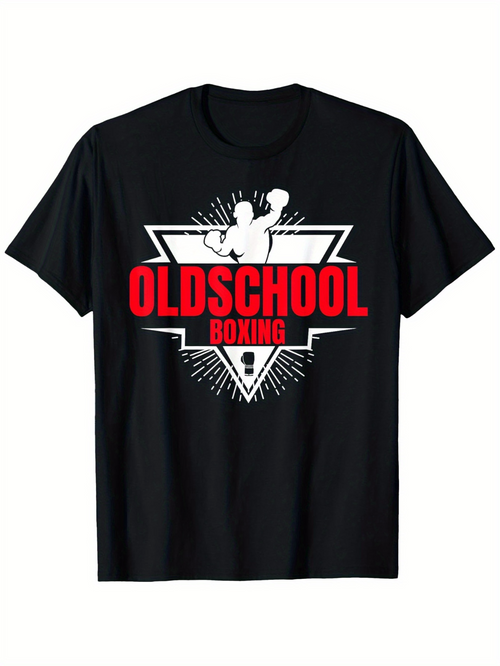 Men's Graphic T-Shirt Oldschool Boxing Retro Triangle Graphic With Fighting Silhouette T Shirt