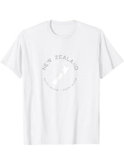 Men's Graphic T-Shirt New Zealand Outline Map With Arched Minimal Lettering T Shirt