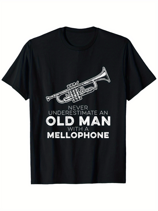 Men's Graphic T-Shirt Never Underestimate An Old Man Playing Proud Mellophone Illustration