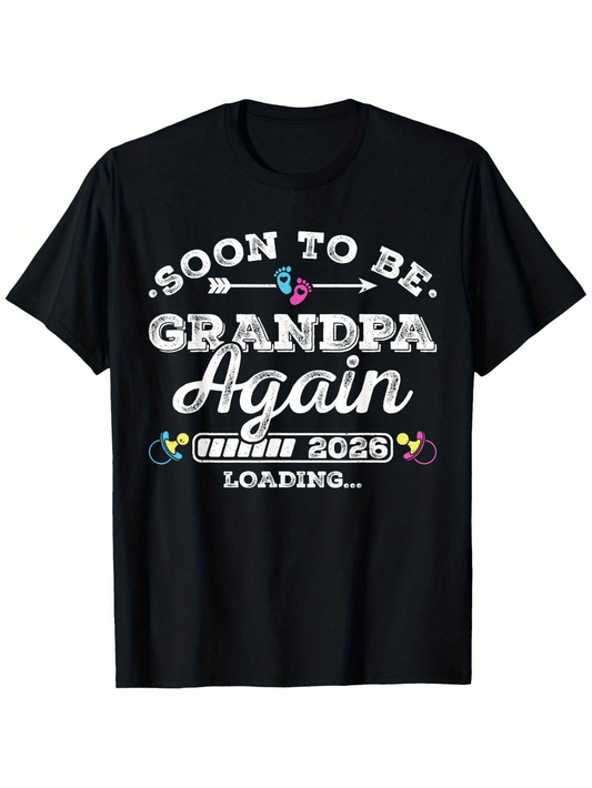 Men's Graphic T-Shirt Soon To Be Grandpa Again Loading 2025 With Pastel Icons