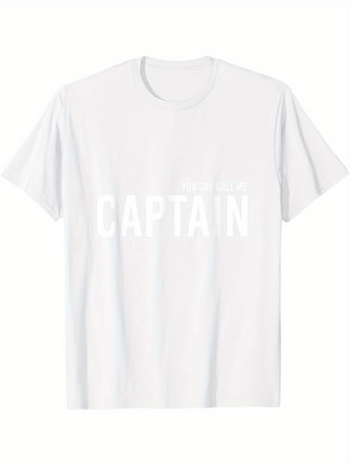 Men's Graphic T-Shirt Bold Statement With Clean Typography On White Captain