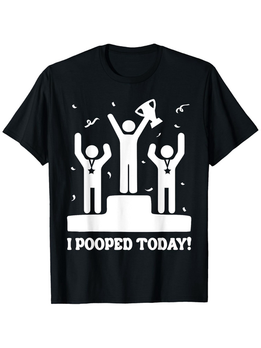 Men's Graphic T-Shirt I Pooped Today Podium Celebration With Confetti And Trophy Winner Figure