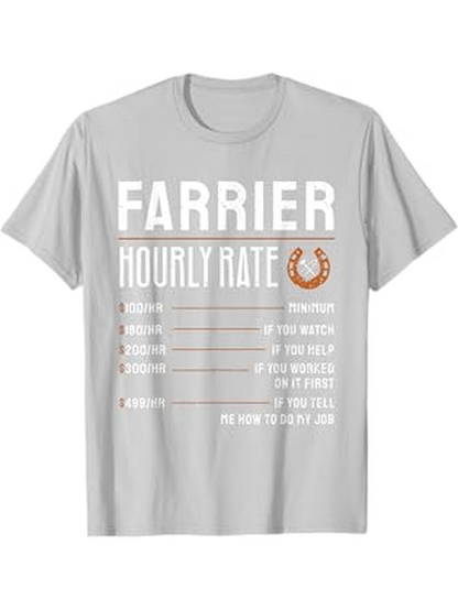 Men's Graphic T-Shirt Farrier Hourly Rate Bare Minimalist Text And Horseshoe Emblem T Shirt