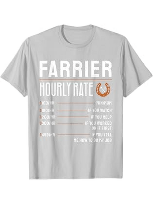Men's Graphic T-Shirt Farrier Hourly Rate Bare Minimalist Text And Horseshoe Emblem T Shirt