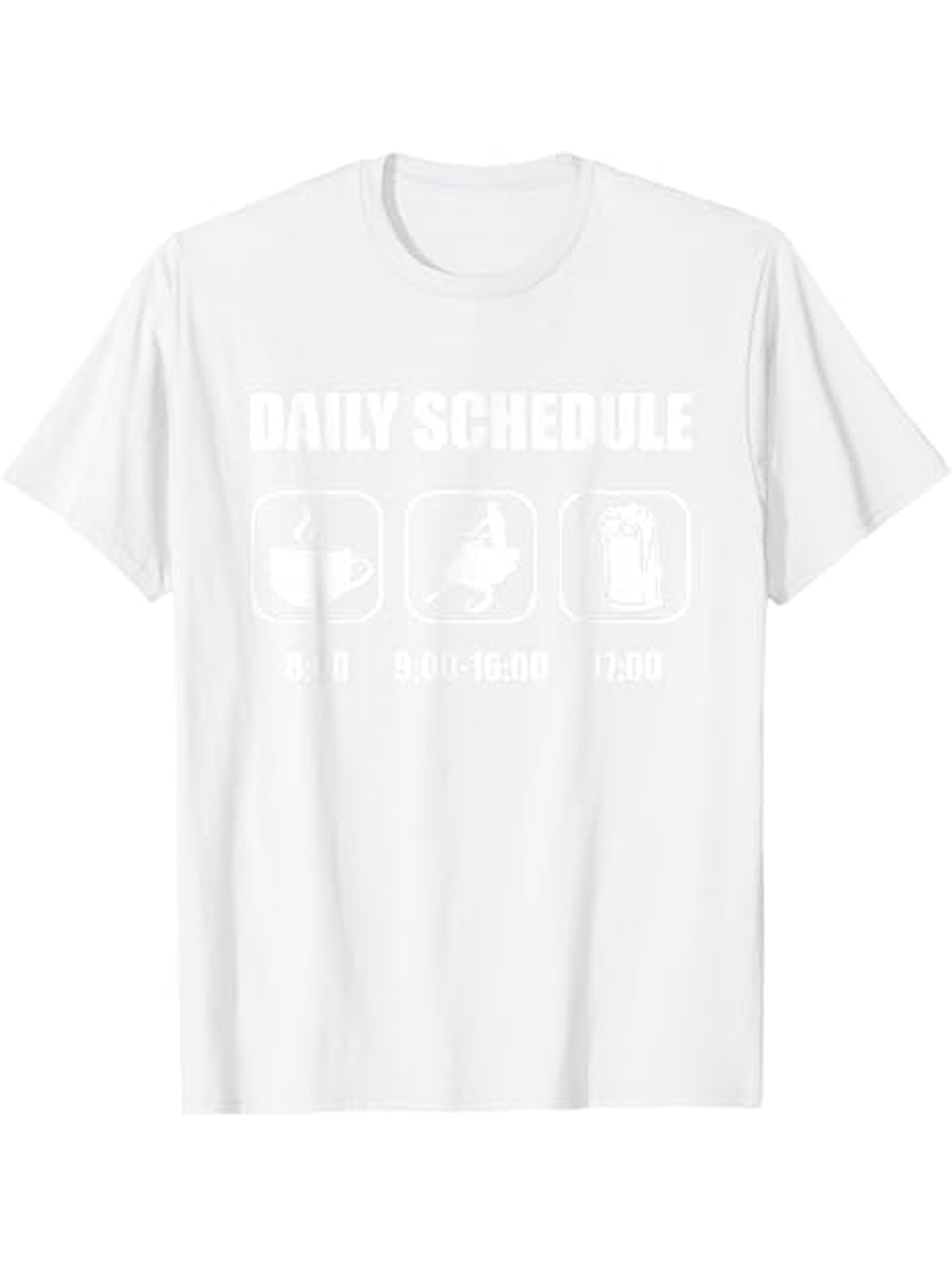 Men's Graphic T-Shirt Daily Schedule Cartoon Icons With Text Boxes And Mug
