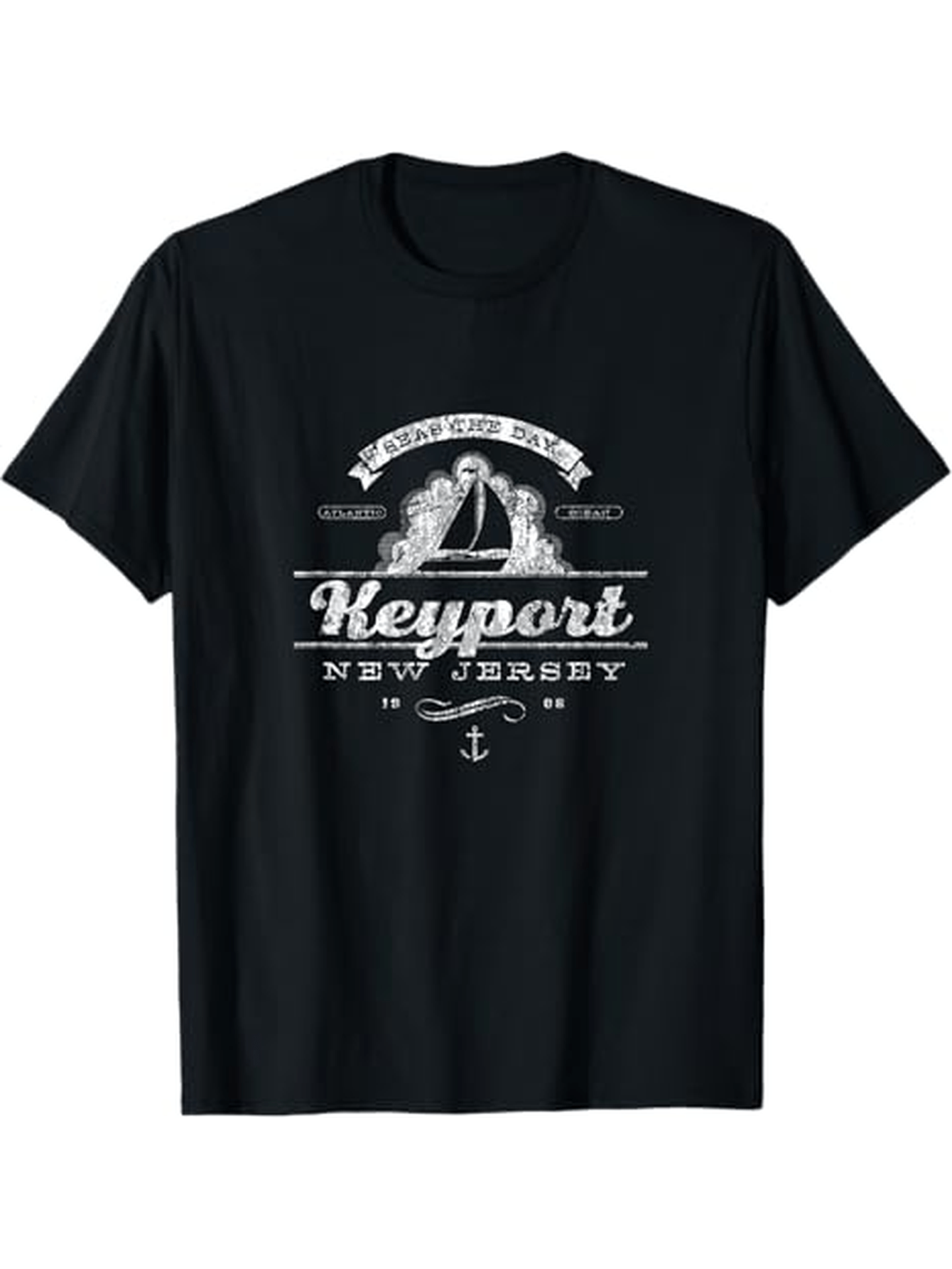 Men's Graphic T-Shirt Keyport New Jersey Vintage Sailboat With Textured Nautical Elements Anchor