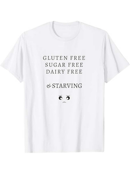 Men's Graphic T-Shirt Gluten Free Sugar Free Dairy Free And Starving Cute Cartoon Eyes T Shirt