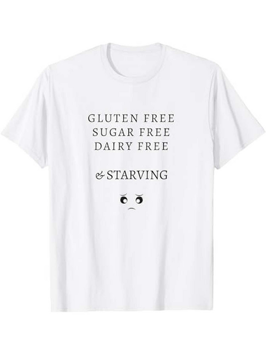 Men's Graphic T-Shirt Gluten Free Sugar Free Dairy Free And Starving Cute Cartoon Eyes T Shirt