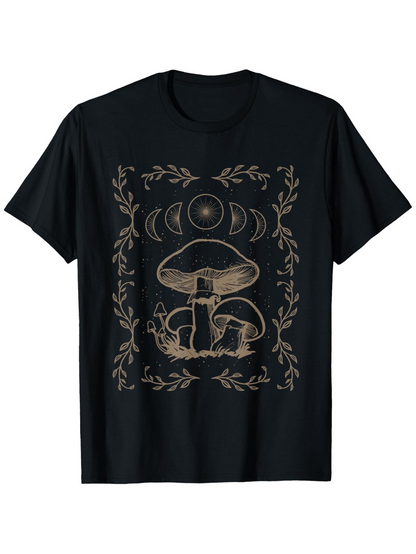 Men's Graphic T-Shirt Moon Phases Surrounded By Leaves Magical Forest Mushroom
