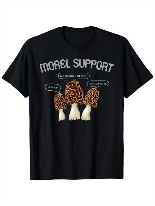 Men's Graphic T-Shirt Morel Support Cartoon Mushrooms Under Positive Message Mushroom