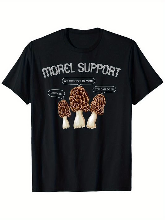 Men's Graphic T-Shirt Morel Support Cartoon Mushrooms Under Positive Message Mushroom