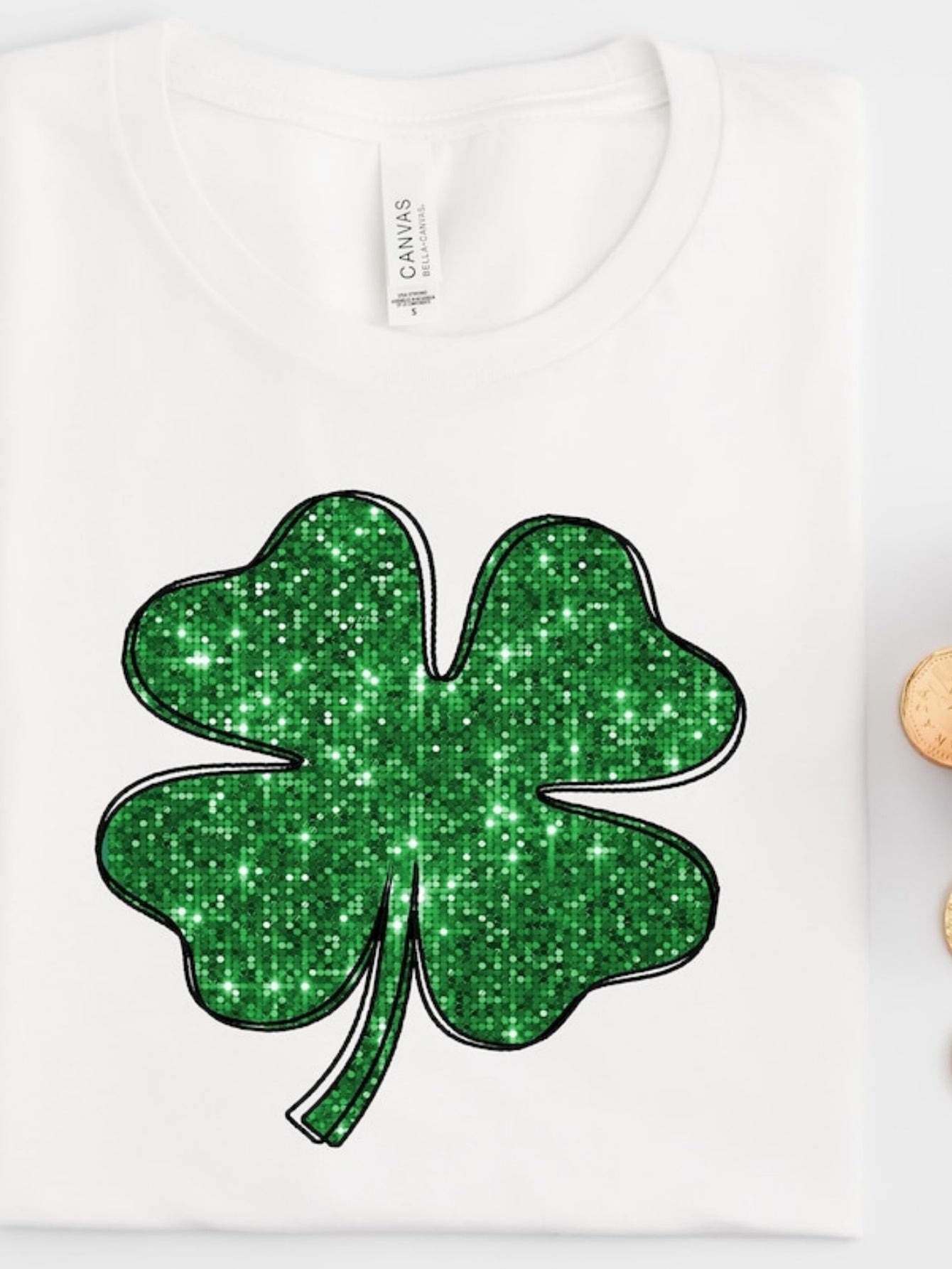 Men's Graphic T-Shirt Sparkling Green Glitter Texture Lucky Four Leaf Clover