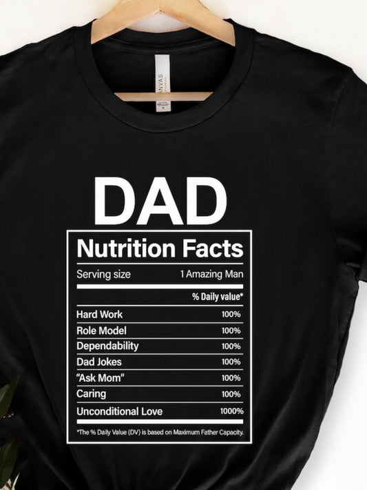 Men's Graphic T-Shirt Dad Nutrition Facts Chart Parody With Heartfelt Daily Values Dad