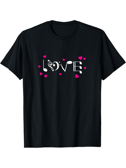 Men's Graphic T-Shirt Love Pink Hearts And Dotted Lines Scattered Around Word Art