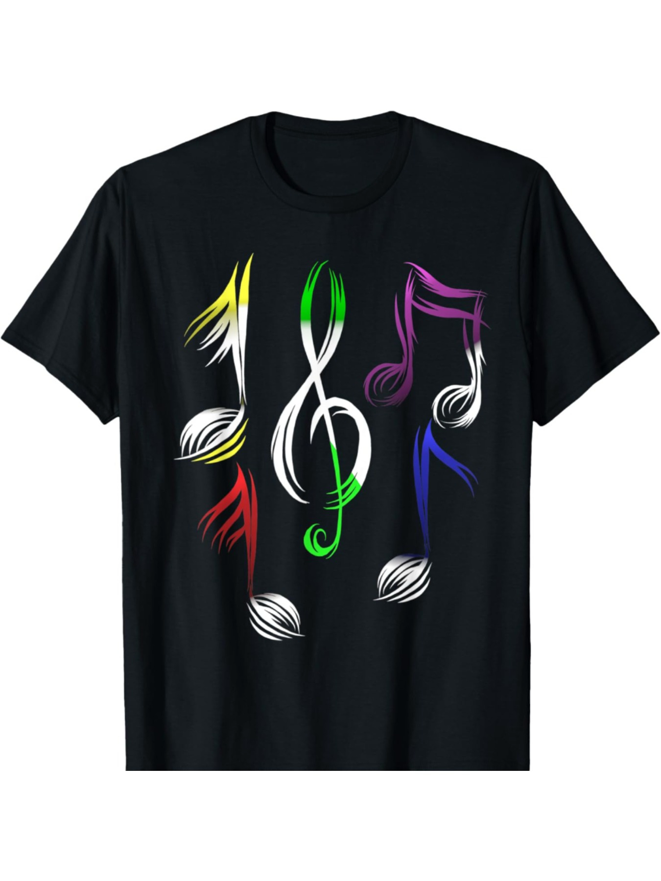 Men's Graphic T-Shirt Colorful Shining Abstract Pattern Featuring Musical Symbols Treble Clef Note