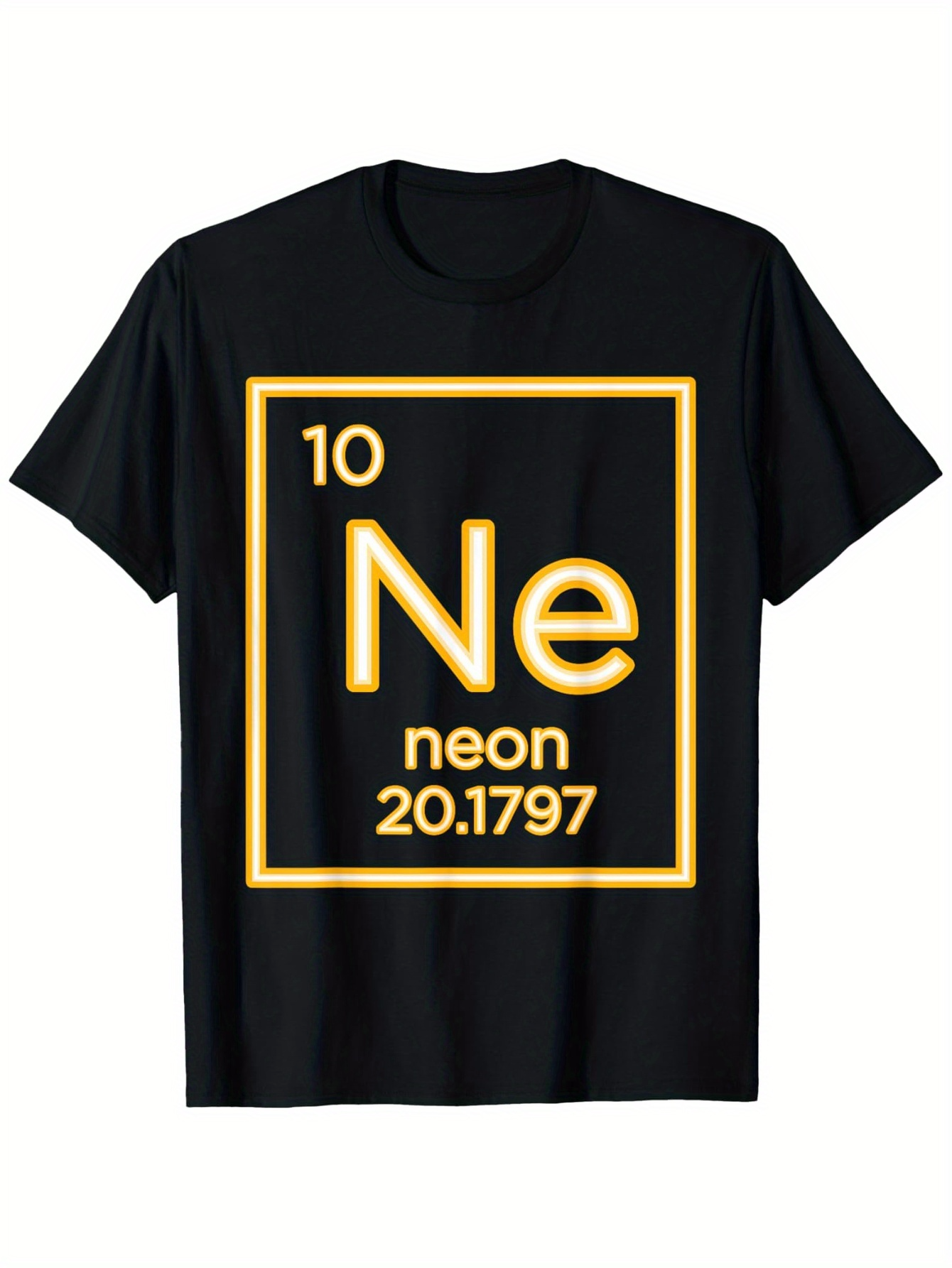Men's Graphic T-Shirt Glowing Gold Frame With Bold Letters On Periodic Element Neon