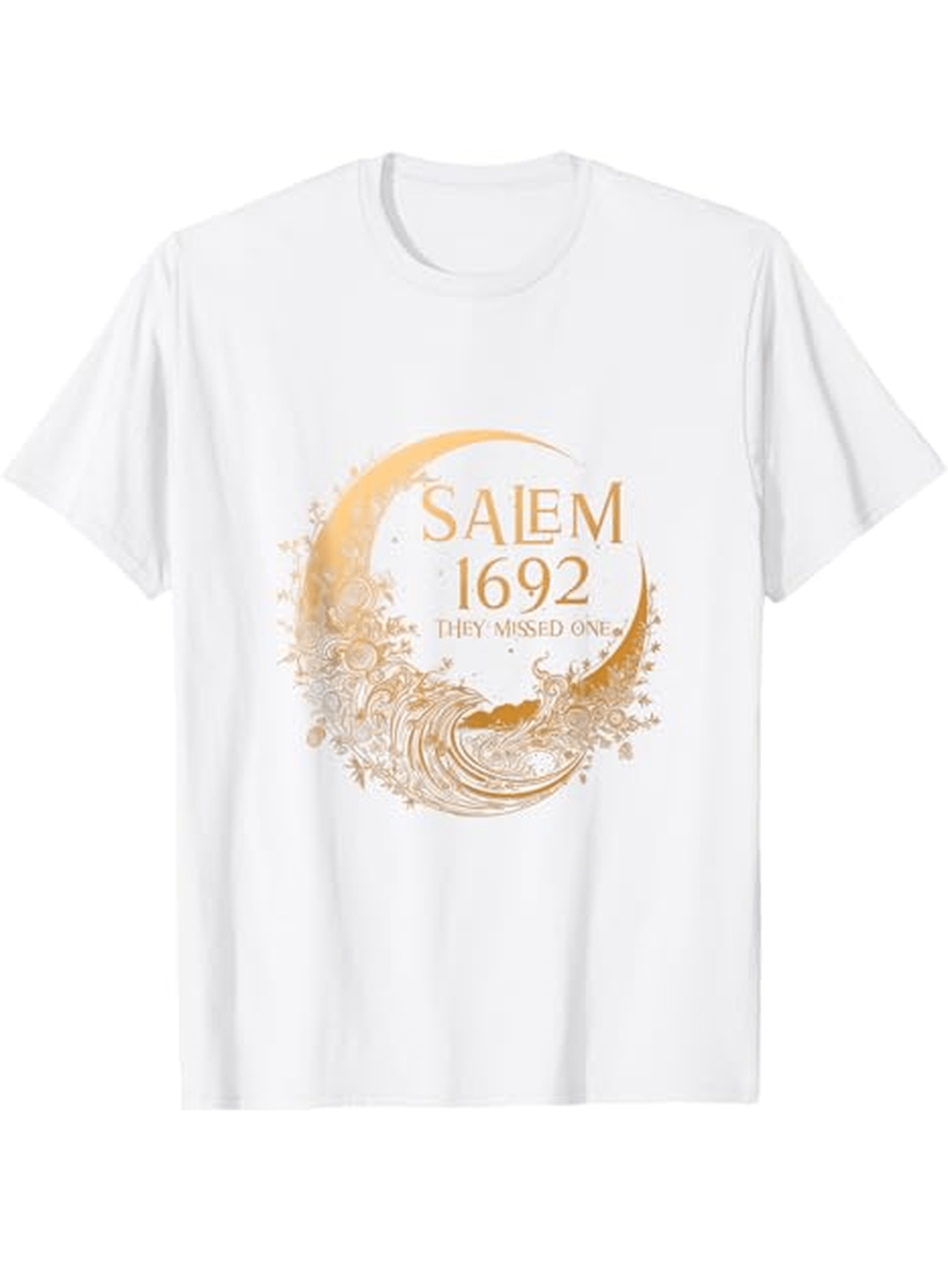 Men's Graphic T-Shirt Salem 1692 Golden Crescent Moon With Mystical Night Scenery