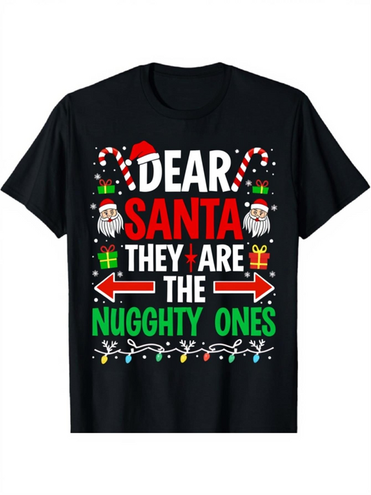 Men's Graphic T-Shirt Dear Santa Festive Candy Canes And Presents On Christmas T Shirt