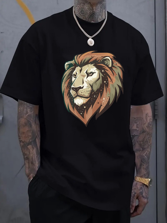 Men's Graphic T-Shirt Golden Mane Regal Strength Among Midnight Shadows Lion