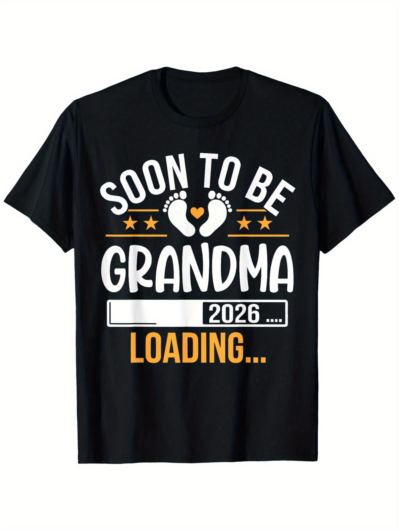 Men's Graphic T-Shirt Soon To Be Grandma Loading Bar With Baby Footprints And Stars