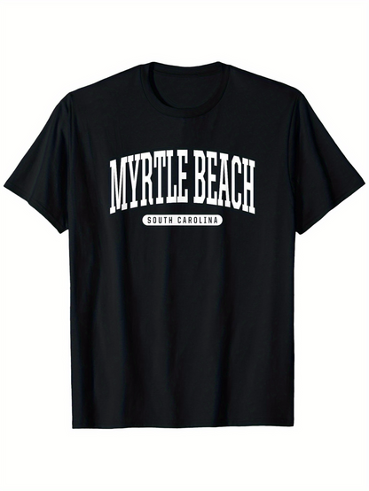 Men's Graphic T-Shirt Myrtle Beach South Carolina Text With Classic Lettering On Comfortable Cotton T Shirt