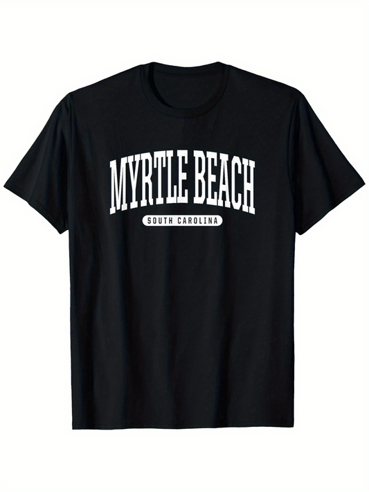 Men's Graphic T-Shirt Myrtle Beach South Carolina Text With Classic Lettering On Comfortable Cotton T Shirt