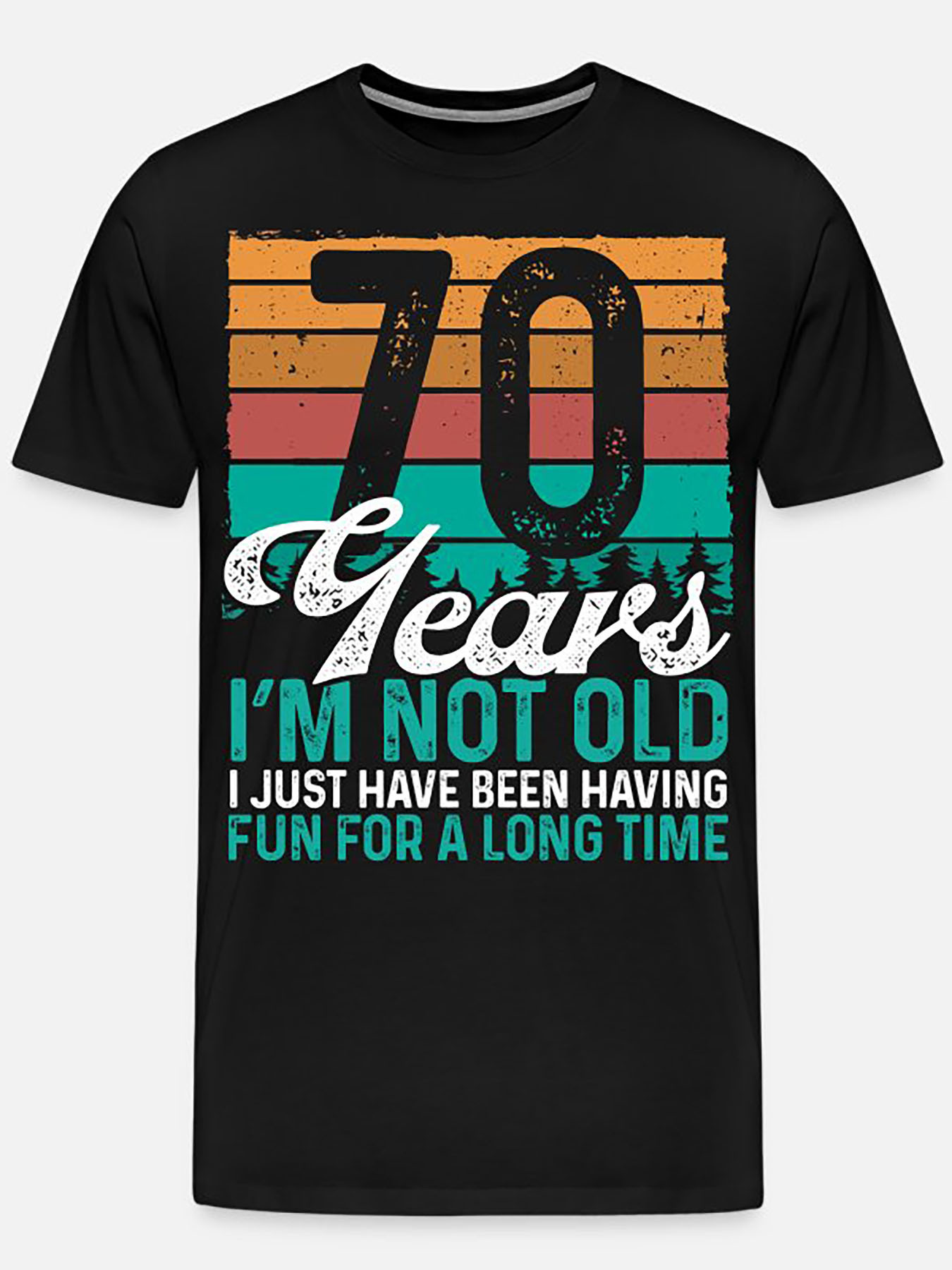 Men's Graphic T-Shirt Seventieth Birthday Vintage Stripes With Retro Fun Typography