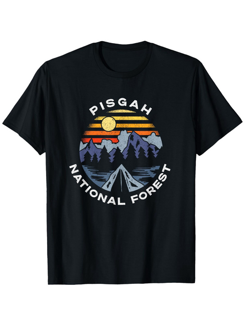 Men's Graphic T-Shirt Pisgah National Forest Under Sunset With Majestic Mountains And Winding Road